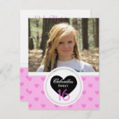 Pink Hearts:Picture:Sweet 16th Birthday Invitation (Front/Back)