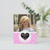 Pink Hearts:Picture:Sweet 16th Birthday Invitation (Standing Front)