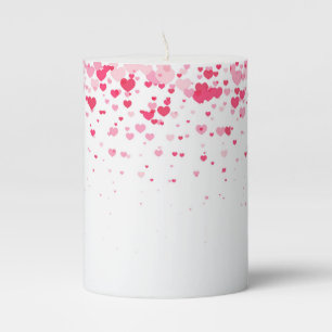 Pink Hearts Pillar Candle
