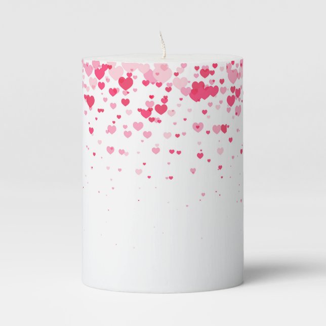 Pink Hearts Pillar Candle (Front)