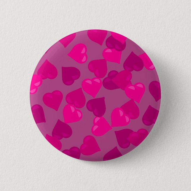 Pink Hearts Pinback Button (Front)