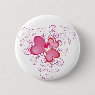 Pink Hearts Pinback Button
