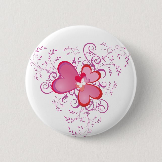 Pink Hearts Pinback Button (Front)