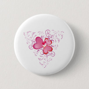 Pink Hearts Pinback Button