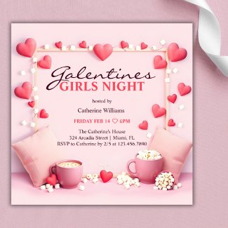 Pink Hearts Popcorn Galentine's Girls Night Party