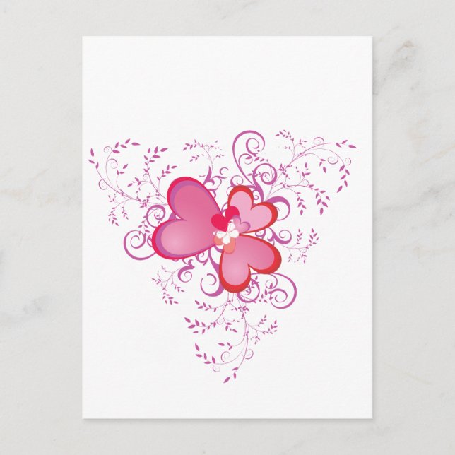 Pink Hearts Postcard (Front)