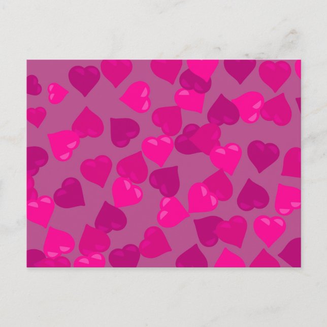 Pink Hearts Postcard (Front)