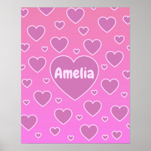 Pink Hearts Preppy Esthetic Poster