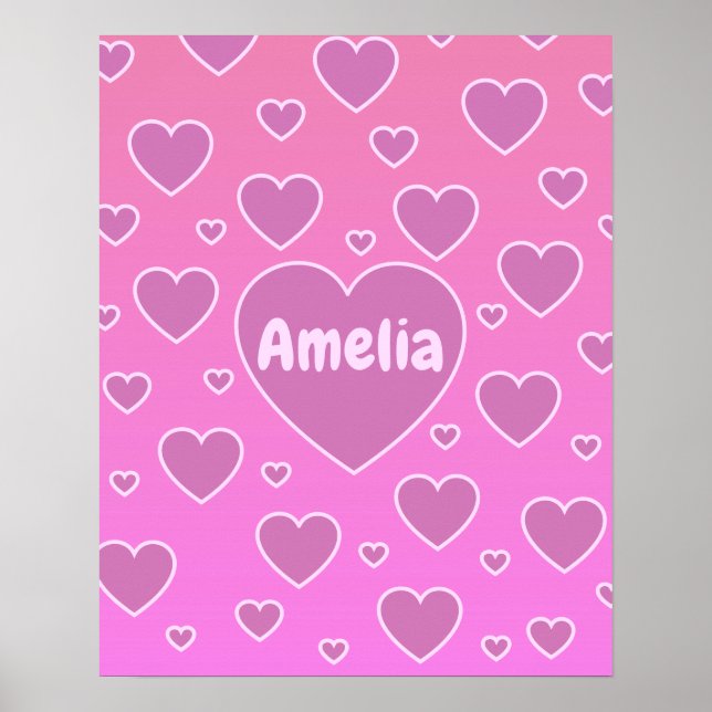 Pink Hearts Preppy Esthetic Poster (Front)