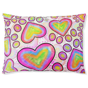 Pink Hearts Print Dog Pillow