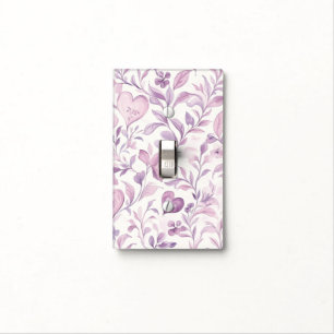 Pink Hearts Purple Leaves Light Switch Cover
