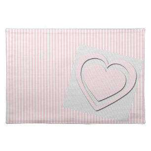Pink Hearts Retro Pattern Stripes #2 Placemats