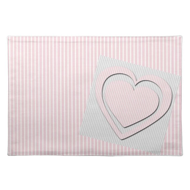 Pink Hearts Retro Pattern Stripes #2 Placemats (Front)