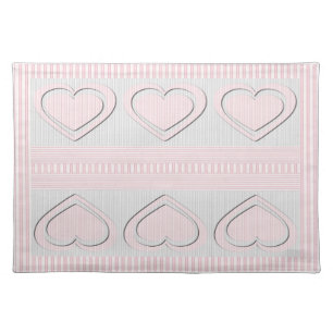 Pink Hearts Retro Pattern Stripes Placemats