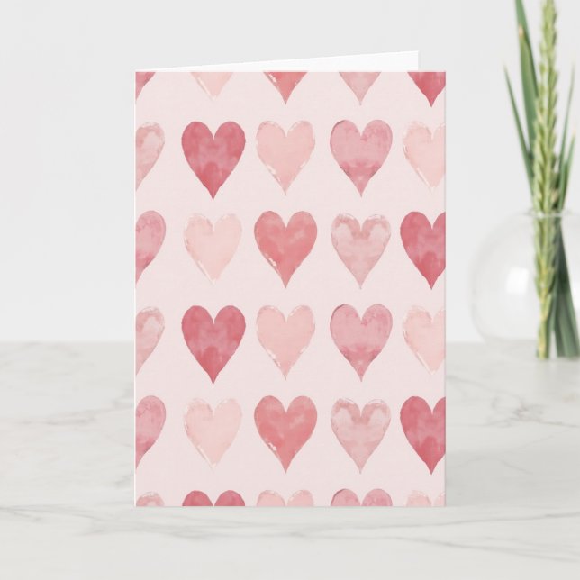 Pink Hearts Romantic Card (Front)