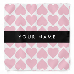 Pink Hearts, Romantic, Your Name, Personalise Bandana