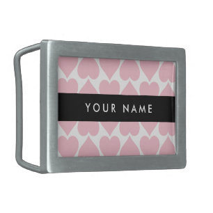 Pink Hearts, Romantic, Your Name, Personalise Belt Buckle