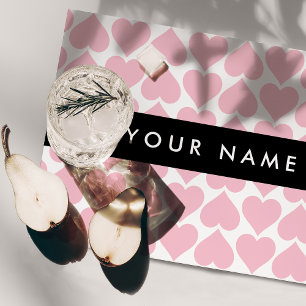 Pink Hearts, Romantic, Your Name, Personalise Cloth Placemat