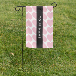 Pink Hearts, Romantic, Your Name, Personalise Garden Flag