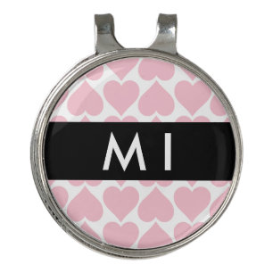 Pink Hearts, Romantic, Your Name, Personalise Golf Hat Clip
