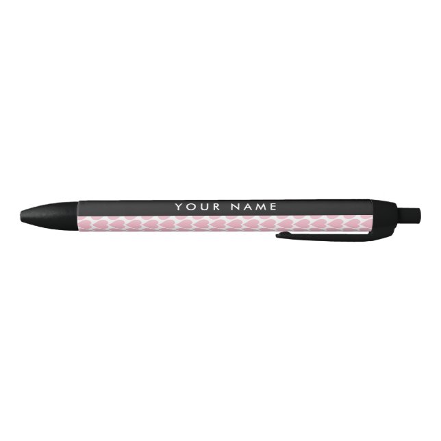 Pink Hearts, Romantic, Your Name, Personalise Pen (Bottom)