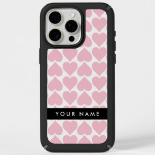 Pink Hearts, Romantic, Your Name, Personalise iPhone 15 Pro Max Case