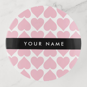 Pink Hearts, Romantic, Your Name, Personalise Trinket Tray