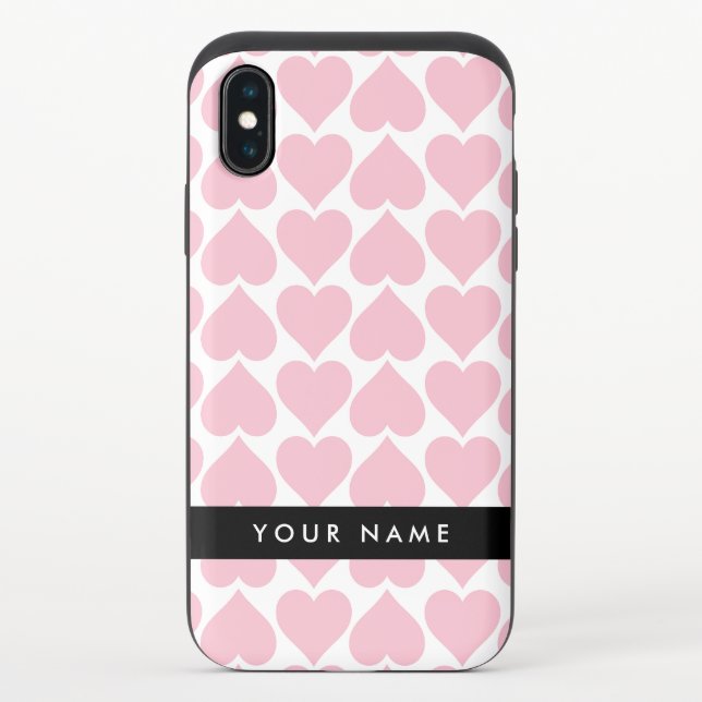 Pink Hearts, Romantic, Your Name, Personalise Uncommon iPhone Case (Back)