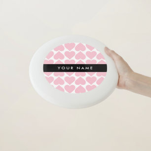 Pink Hearts, Romantic, Your Name, Personalise Wham-O Frisbee