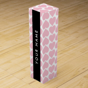 Pink Hearts, Romantic, Your Name, Personalise Wine Box