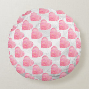 Pink Hearts Round Pillow