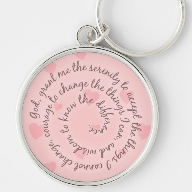 Pink Hearts Serenity Prayer Keychain (Front)