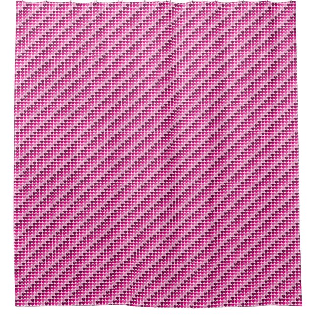 Pink hearts shower curtain (Front)