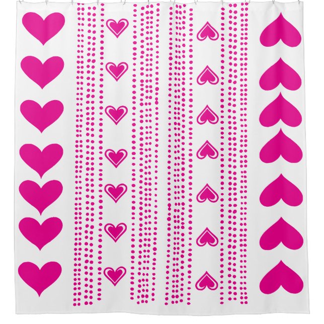 Pink Hearts Shower Curtain (Front)
