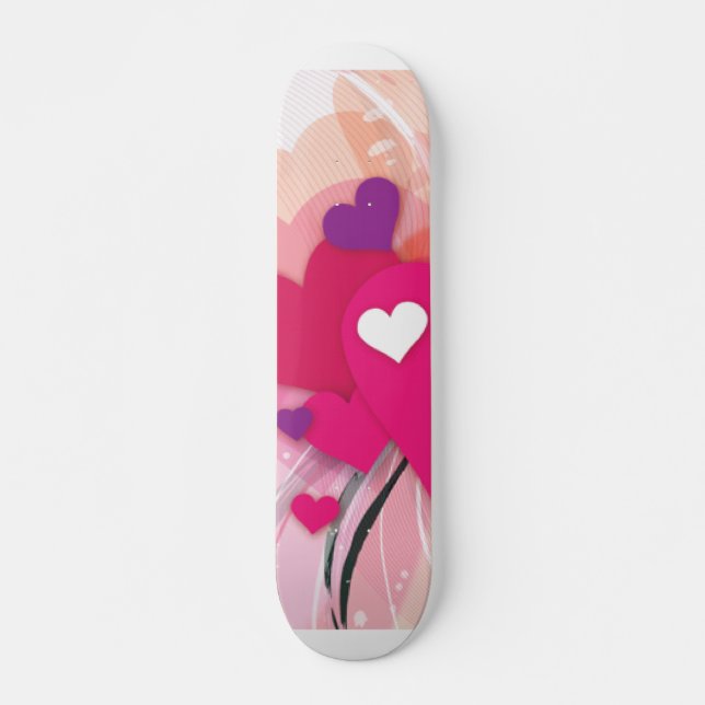 Pink Hearts Skateboard Deck (Front)