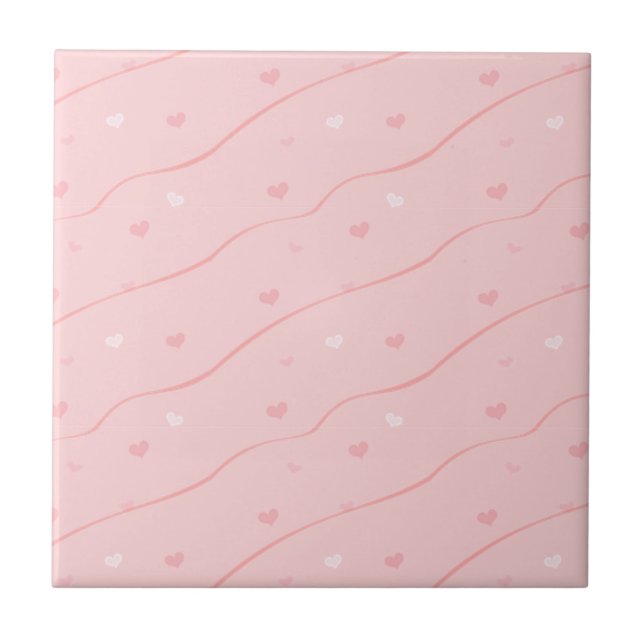 Pink Hearts Small Ceramic Tile (Front)