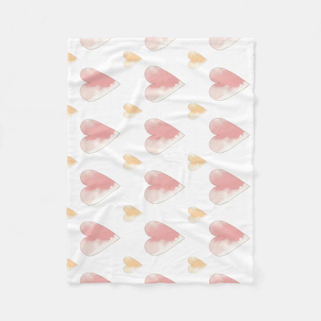 Pink Hearts Soft Fleece Baby Blanket (Front)