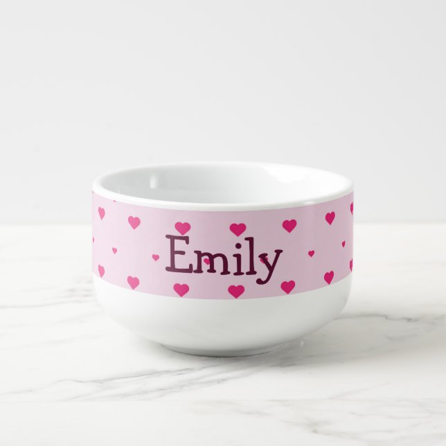 Pink Hearts Soup Mug (Front)