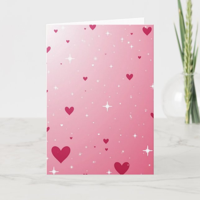 Pink Hearts Sparkle Love Card (Front)