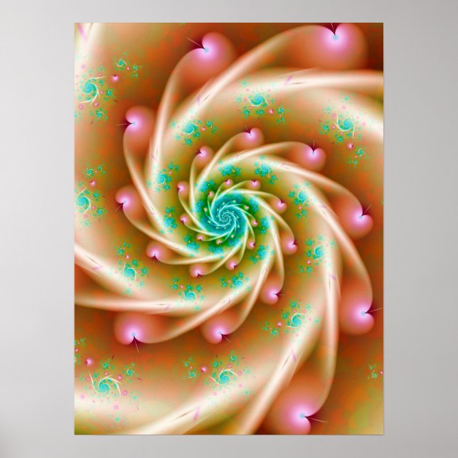 Pink Hearts Spiral Poster (Front)