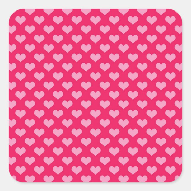 Pink Hearts Square Sticker (Front)
