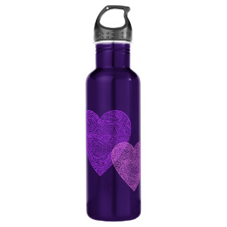 Pink Hearts Stainless Steel Water Bottle