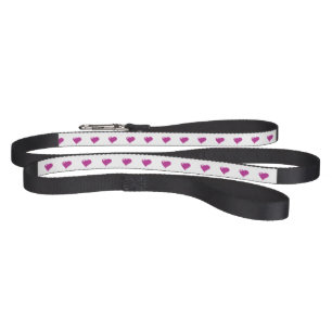 Pink Hearts Standard Size Dog Leash, Black Pet Leash