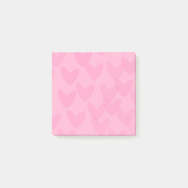 Pink Hearts Sticky (Post it) Notes (Front)
