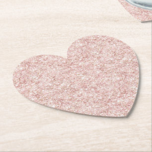 Pink Hearts Strawberry Cupcake Glitter Birthday Paper Coaster