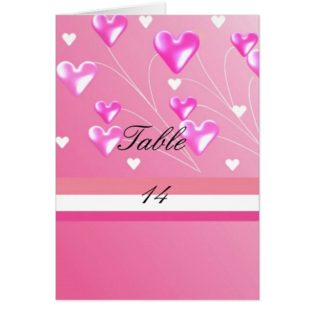 Pink Hearts Table Seating Card (Front)