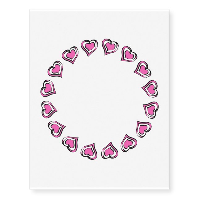 Pink hearts temporary tattoos (Front)