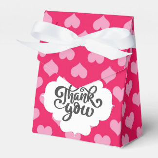 Pink Hearts Thank You Favor Box