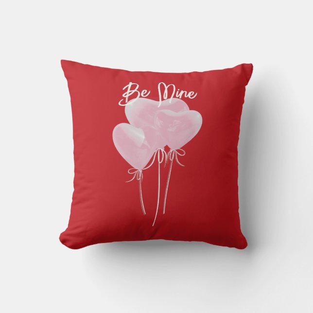 Pink Hearts Throw Pillow (Front)