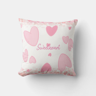PINK HEARTS THROW PILLOW